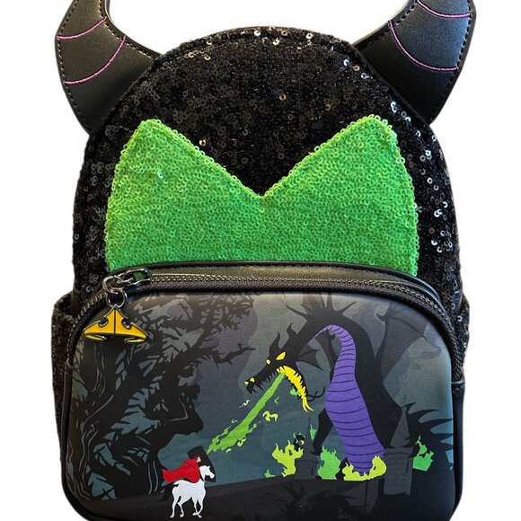 Loungefly Handbags - Loungefly Disney Maleficent Sequin Dragon Exclusive Mini Backpack
